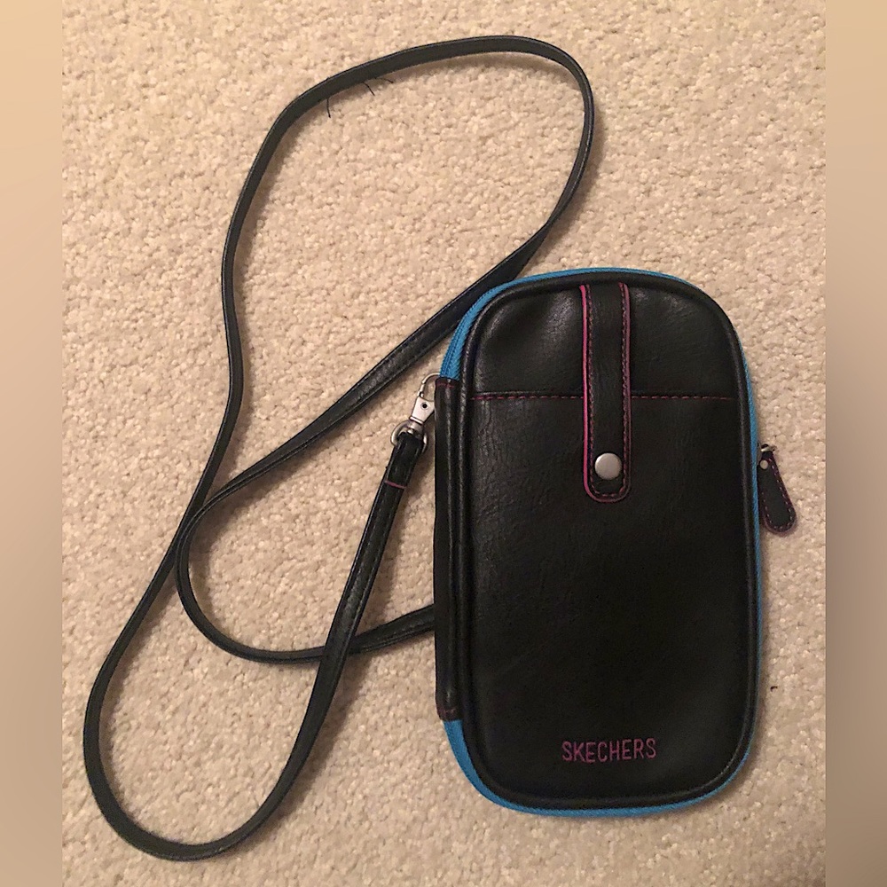 Skechers small black and pink wallet purse with strap